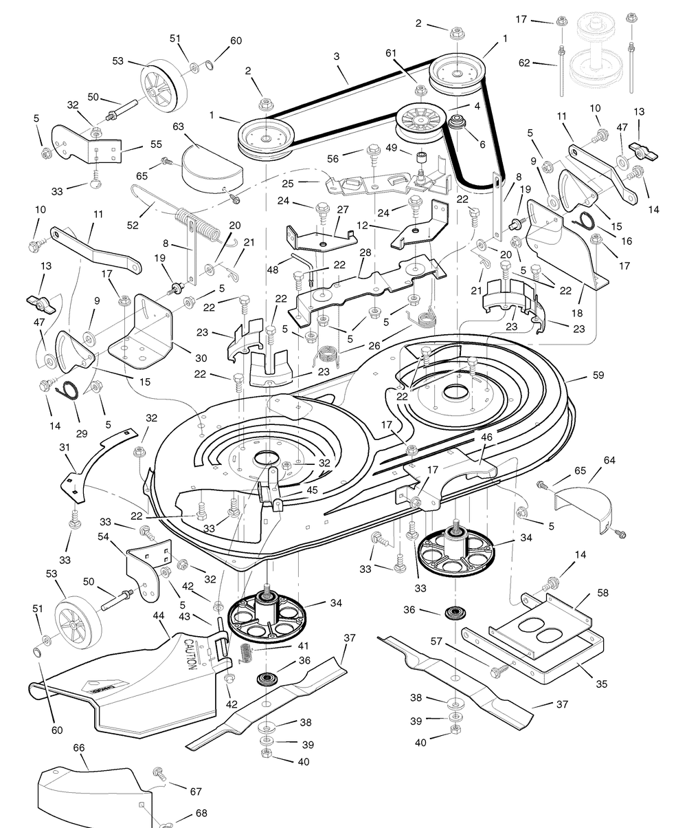 Mower Housing Diagram and Parts List for 7800282-425307X51A 2008 Briggs and Stratton Lawn Tractor